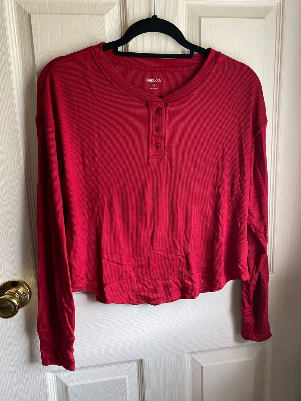 GapBody Women's Red Long-Sleeve Henley Top